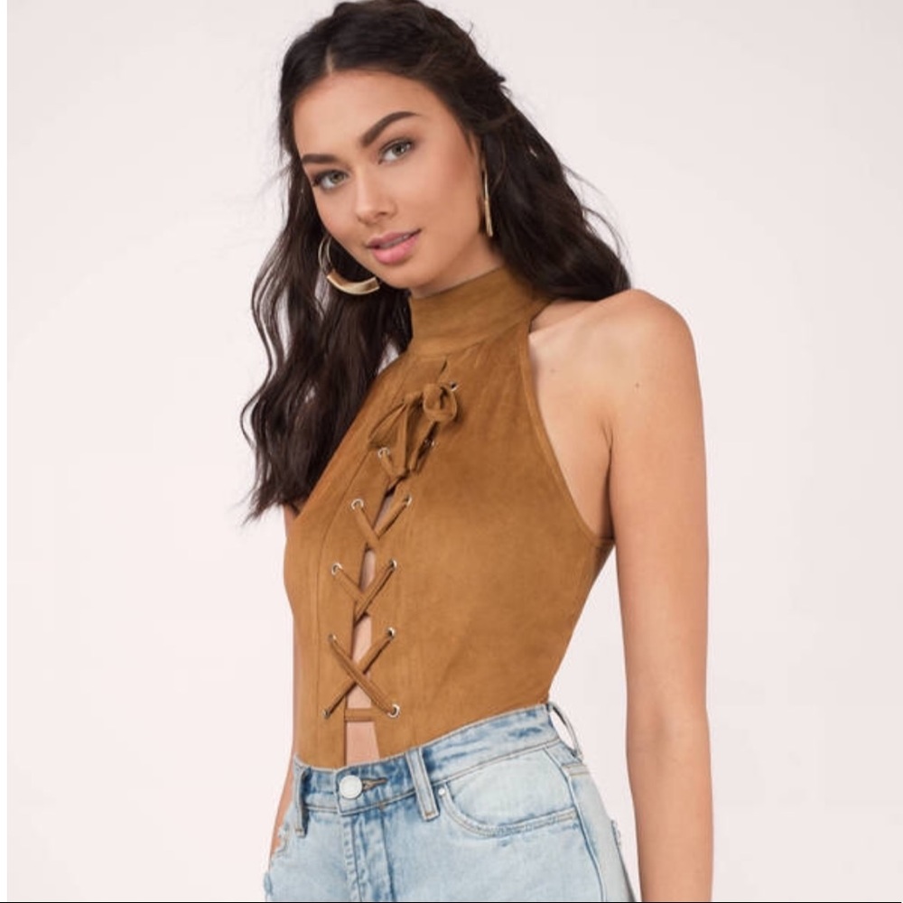 Camel Suede Bodysuit